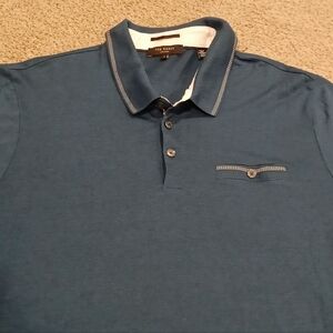Ted Baker London Green Polo Shirt with White Trim Mens Size 7 (XL)